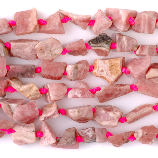 Rhodochrosite 8x10-10x12mm Rough Nugget A Grade - 15-16 Inch