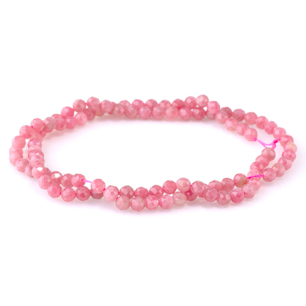 Rhodonite 4mm Microfaceted Round A Grade - 15-16 Inch
