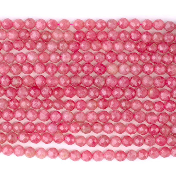 Rhodonite 4mm Microfaceted Round A Grade - 15-16 Inch