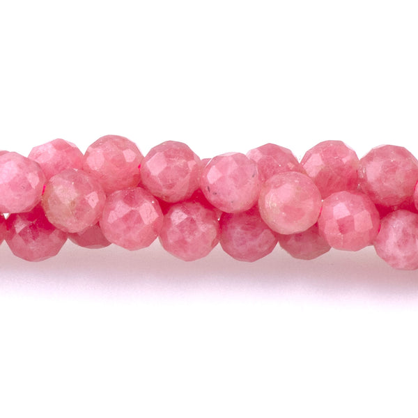 Rhodonite 4mm Microfaceted Round A Grade - 15-16 Inch
