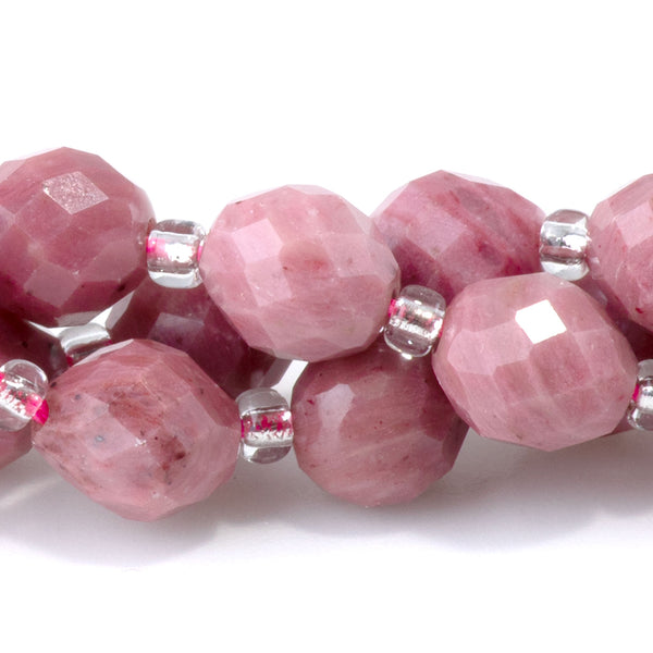 Rhodonite 7x8mm Faceted Rice Bead A Grade - 15-16 Inch