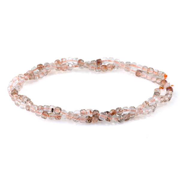 Copper Rutilated Quartz 3mm Table Cut Cube Bead - 15-16 Inch