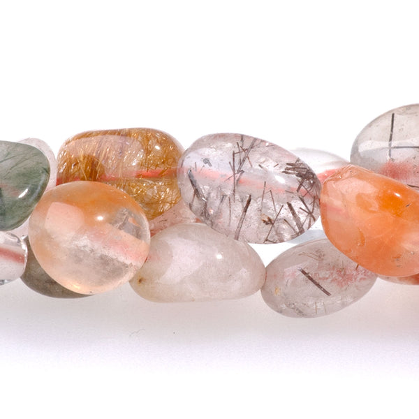 Red Rutilated Quartz 7x9-8x10mm Pebble - 15-16-Inch