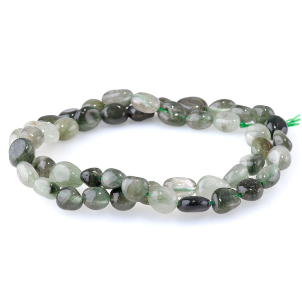 Green Rutilated Quartz 7x9-8x10mm Pebble - 15-16-Inch