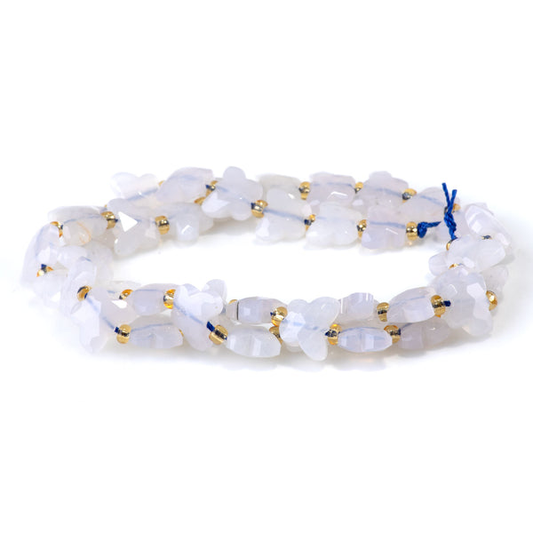 Blue Rose Quartz 10x8mm Faceted Butterfly - 15-16 Inch