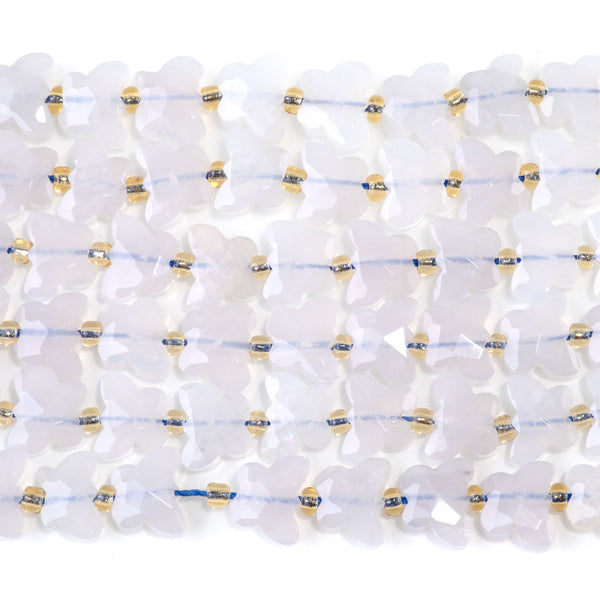 Blue Rose Quartz 10x8mm Faceted Butterfly - 15-16 Inch