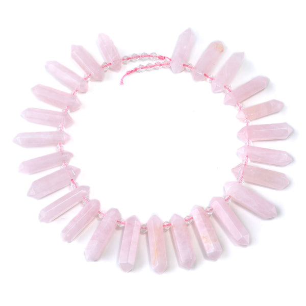 Rose Quartz 12x25-40mm Graduated Top Drilled Points - 15-16 Inch