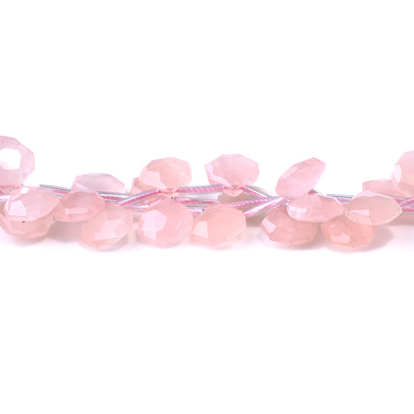 Rose Quartz 13x15mm Faceted Top Drilled Irregular Tear Drop - 15-16 Inch