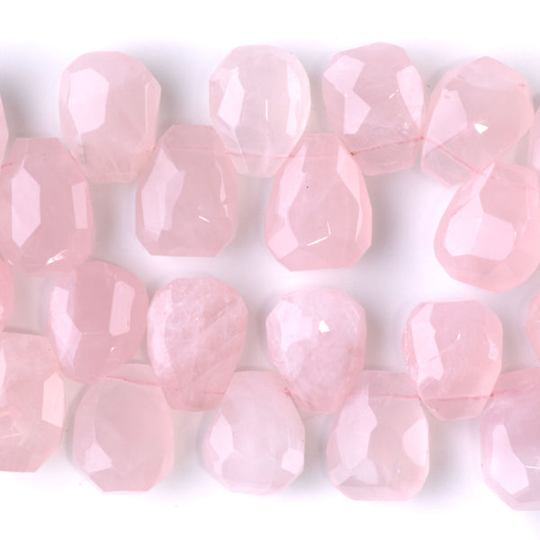 Rose Quartz Faceted 13x18mm Drop - 15-16 Inch - CLEARANCE