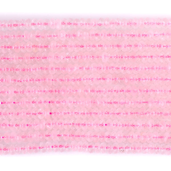 Rose Quartz 2x4mm Thin Faceted Rondelle - 15-16 Inch