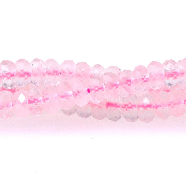 Rose Quartz 2x4mm Thin Faceted Rondelle - 15-16 Inch