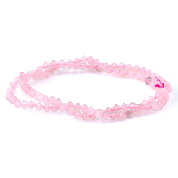 Rose Quartz 4mm Faceted Bicone - 15-16 Inch