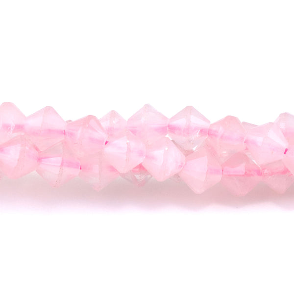 Rose Quartz 4mm Faceted Bicone - 15-16 Inch