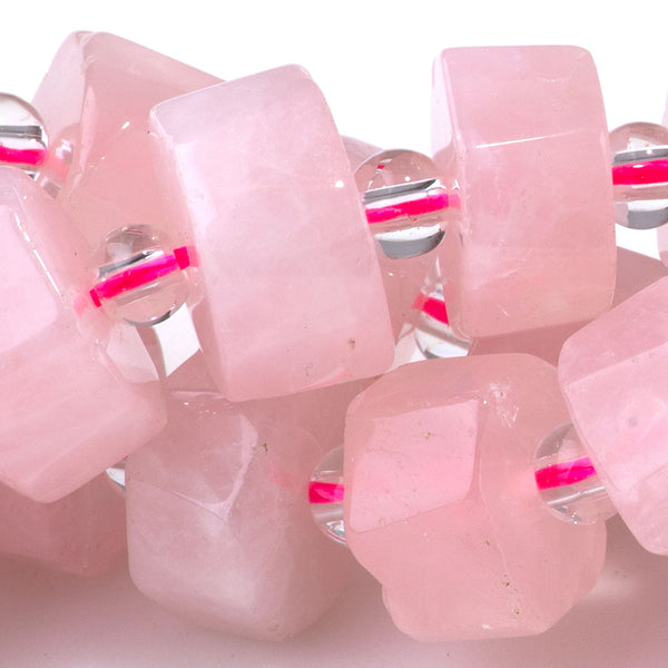 Rose Quartz 6x10-13mm Faceted Wheel - 15-16 Inch - CLEARANCE