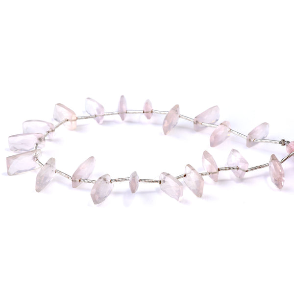Rose Quartz 6-8x14mm Faceted Rectangle - 9 Inch
