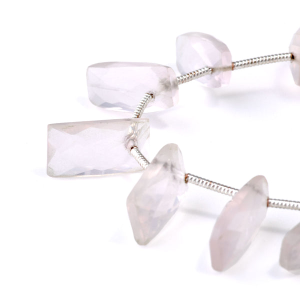 Rose Quartz 6-8x14mm Faceted Rectangle - 9 Inch