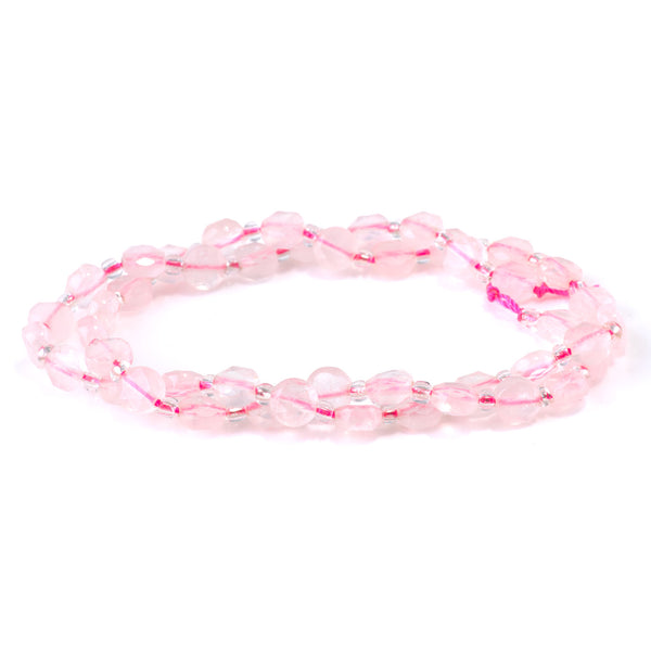 Rose Quartz 6mm Star Cut Coin - 15-16 Inch