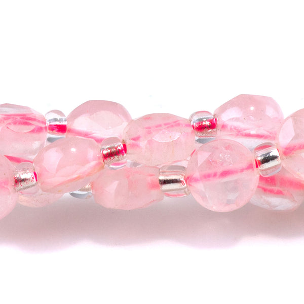 Rose Quartz 6mm Star Cut Coin - 15-16 Inch
