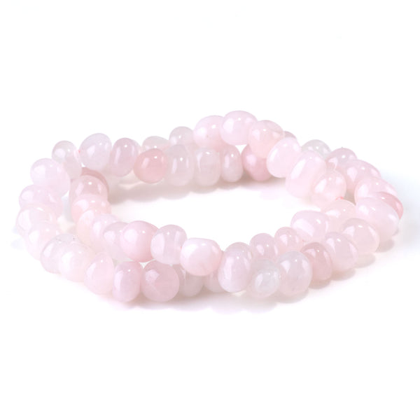 Rose Quartz 8x10-9x13mm Side Drilled Pebble - 15-16 Inch