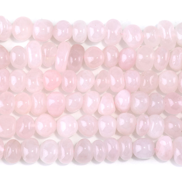 Rose Quartz 8x10-9x13mm Side Drilled Pebble - 15-16 Inch