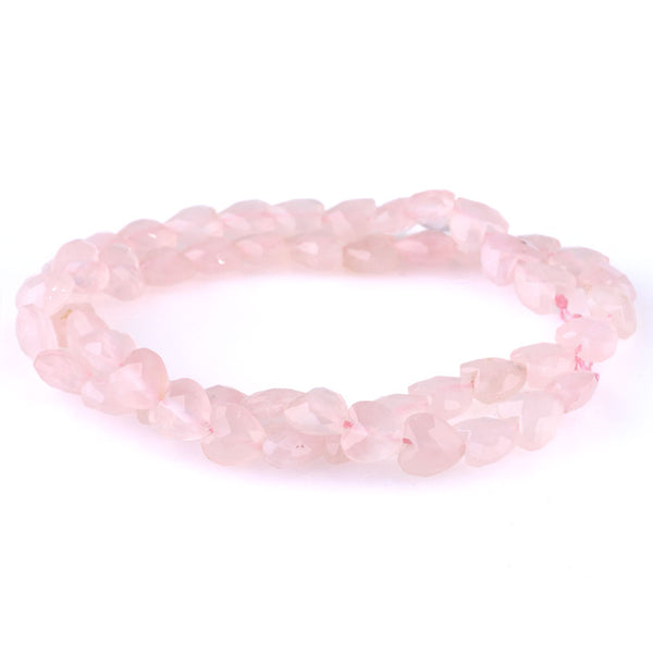 Rose Quartz 8mm Faceted Puff Heart A Grade - 15-16 Inch