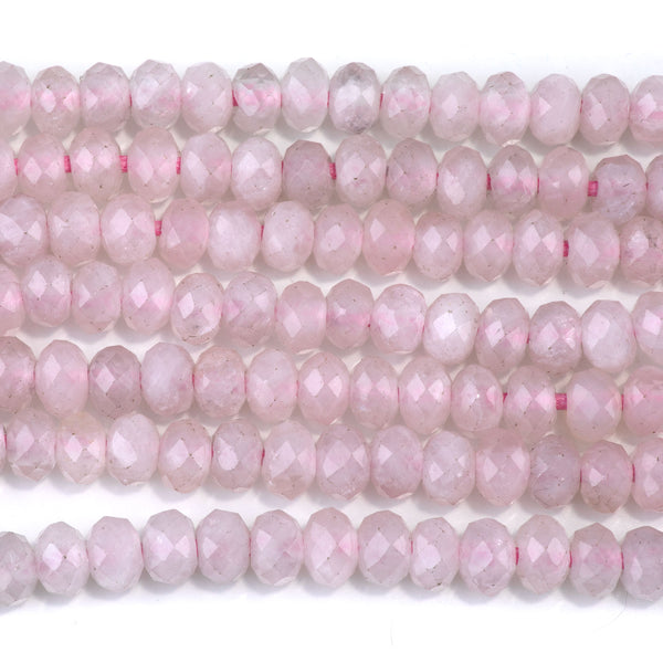 Rose Quartz 8mm Faceted Rondelle Large Hole 8-Inch