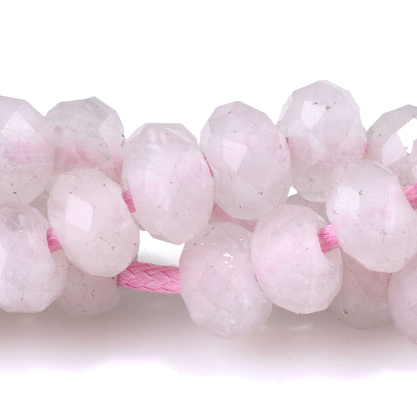 Rose Quartz 8mm Faceted Rondelle Large Hole 8-Inch