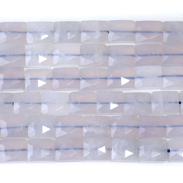 Blue Rose Quartz 8x10mm Faceted Rectangle - 15-16 Inch