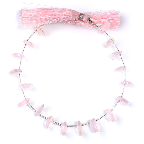 Rose Quartz 9mm Faceted Square Drops - 9 Inch