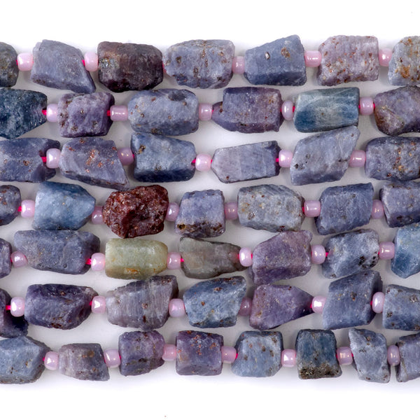 Ruby and Sapphire 8x12mm Rough Tube A Grade - 15-16 Inch
