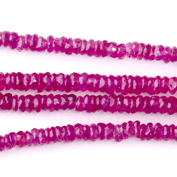 Natural Pink Ruby 2-3mm Faceted Rondelle - 13-14 Inch