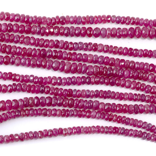 Ruby (Natural) 2-6mm Graduated Faceted Rondelle - 15-16 Inch