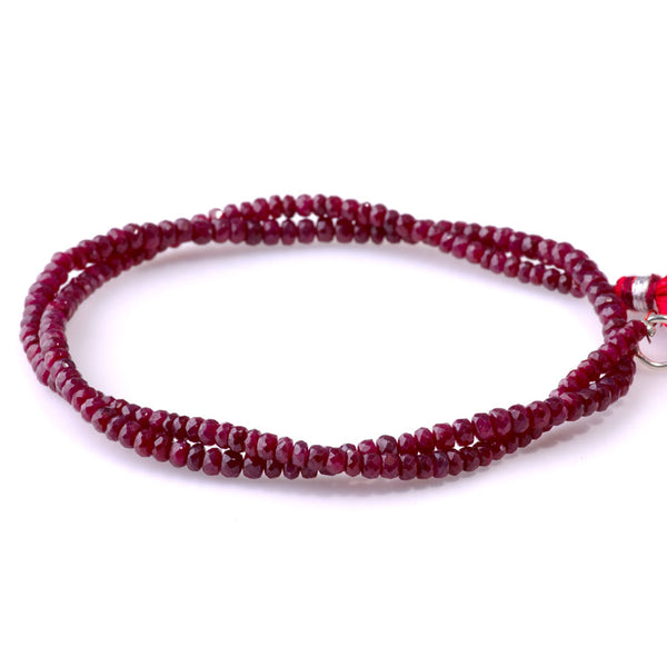 Natural Red Ruby 3-4mm Faceted Rondelle - 15-16 Inch