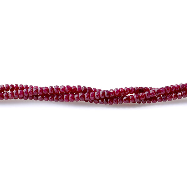 Natural Red Ruby 3-4mm Faceted Rondelle - 15-16 Inch