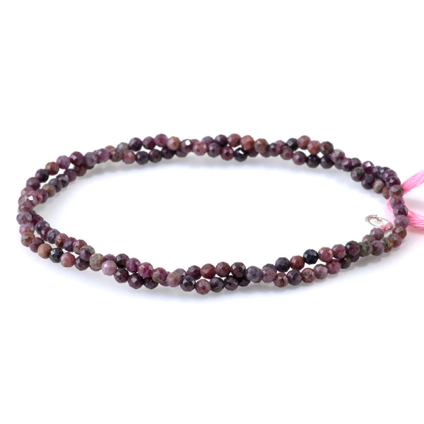 Ruby 3mm Faceted Round - 15 Inch