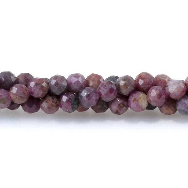 Ruby 3mm Faceted Round - 15 Inch