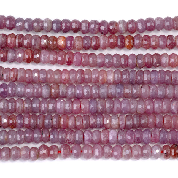 Ruby 3x6mm Faceted Tyre Beads AA Grade - 15-16 Inch