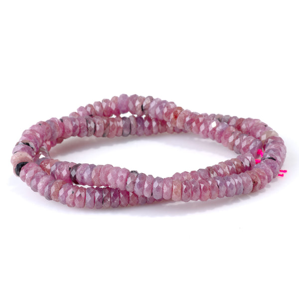Ruby 3x7mm Faceted Tyre Beads AA Grade - 15-16 Inch