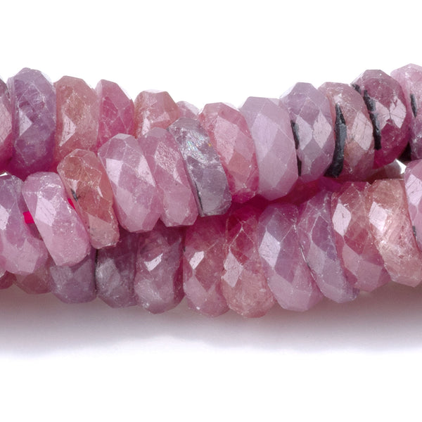 Ruby 3x7mm Faceted Tyre Beads AA Grade - 15-16 Inch