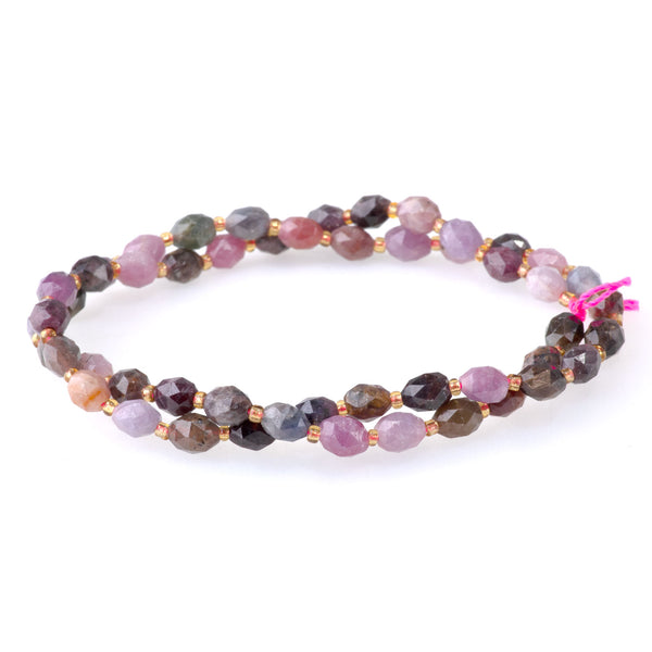 Ruby 4x6mm Triangle Cut Faceted Rice Bead - 15-16 Inch