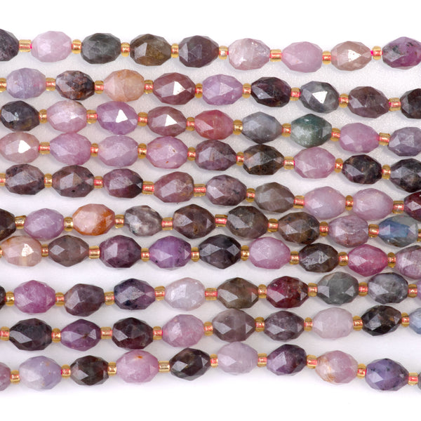 Ruby 4x6mm Triangle Cut Faceted Rice Bead - 15-16 Inch