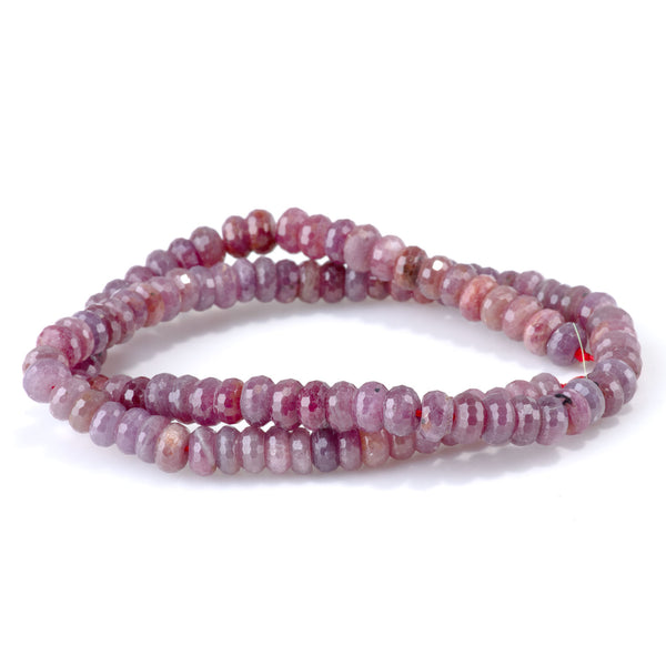 Ruby 4x7mm Faceted Tyre Beads AA Grade - 15-16 Inch