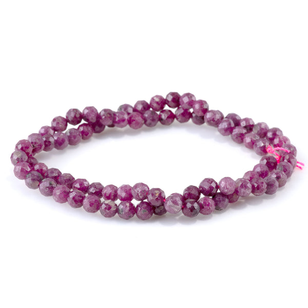 Ruby ( Heated) 5mm Faceted Round - 15-16 Inch
