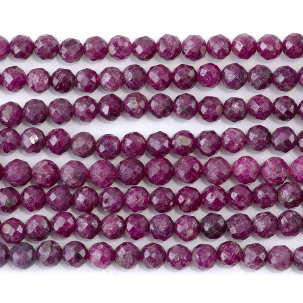 Ruby ( Heated) 5mm Faceted Round - 15-16 Inch