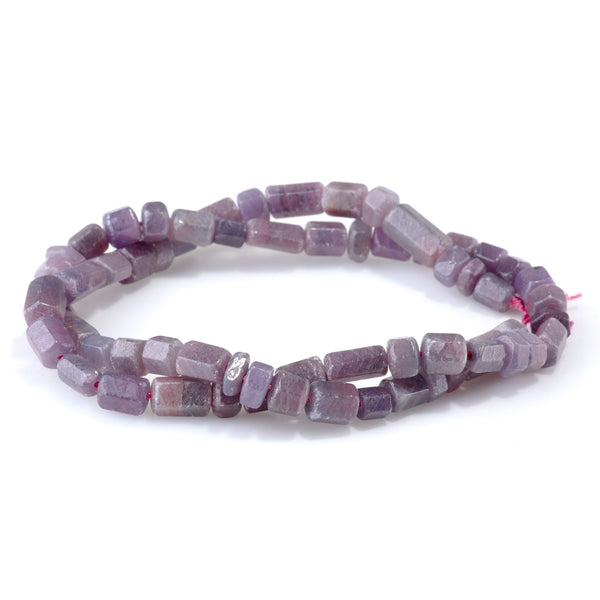 Purple Ruby 6x3-8mm Long & Short Hexagon Beads A Grade - 15-16 Inch