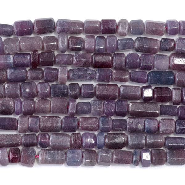 Purple Ruby 6x3-8mm Long & Short Hexagon Beads A Grade - 15-16 Inch