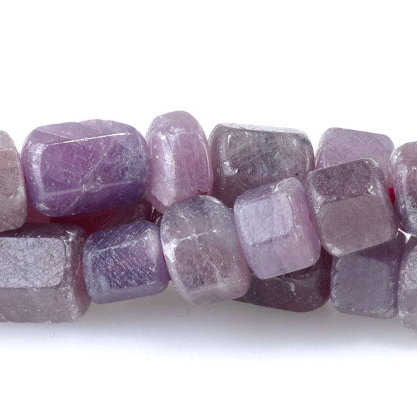 Purple Ruby 6x3-8mm Long & Short Hexagon Beads A Grade - 15-16 Inch