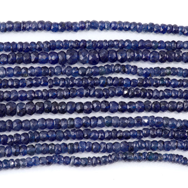 Sapphire 2x3-4x6mm Graduated Rondelle - 18 Inch