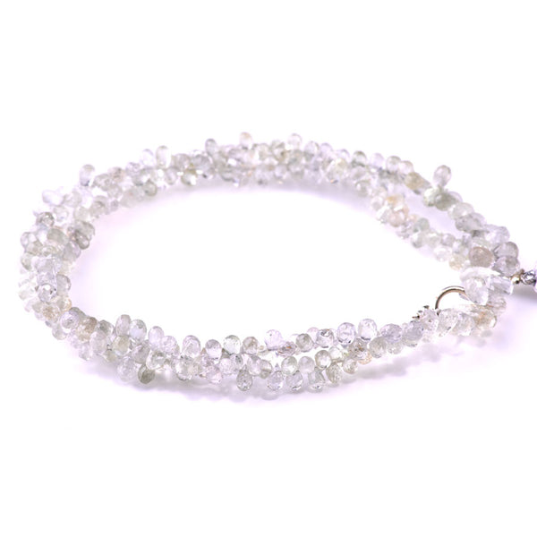 White & Clear Sapphire 3x4-5x4mm  Top Drill Faceted Drop - 15-16 Inch