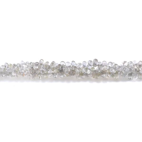 White & Clear Sapphire 3x4-5x4mm  Top Drill Faceted Drop - 15-16 Inch